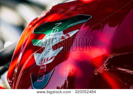 Athens Greece August 28, 2019 View Of A Ducati Monster 620 Ie Motorcycle Parked In The Streets Of At