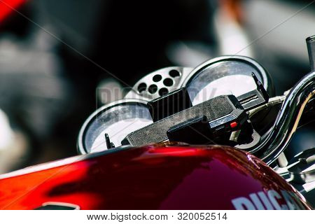 Athens Greece August 28, 2019 View Of A Ducati Monster 620 Ie Motorcycle Parked In The Streets Of At
