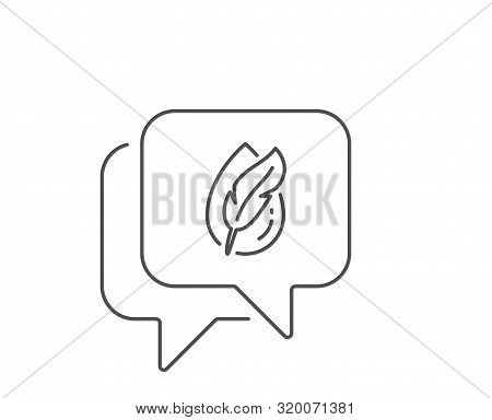 Hypoallergenic Tested Line Icon. Chat Bubble Design. Feather Sign. No Synthetic Symbol. Outline Conc
