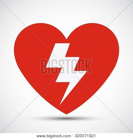 Aed Heart Red Icon Symbol Sign Isolate On White Background,vector Illustration Eps.10