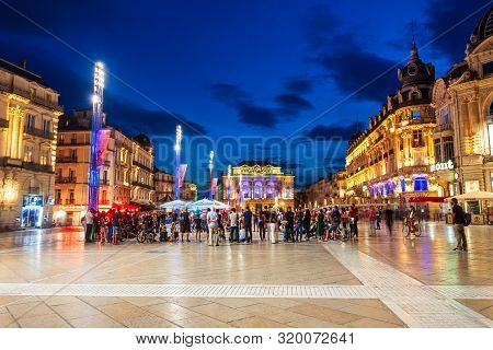 Montpellier, France - September 21, 2018: Place De La Comedie Is A Main Square In Montpellier City I