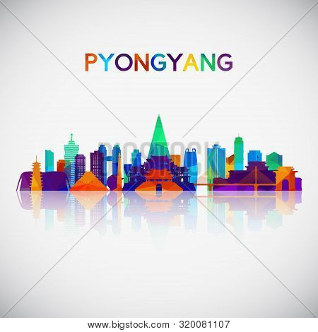 Pyongyang Skyline Silhouette In Colorful Geometric Style. Symbol For Your Design. Vector Illustratio