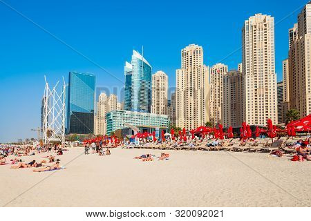 Dubai, Uae - February 25, 2019: Jbr Or Jumeirah Beach Residence Is A Waterfront Community Located In