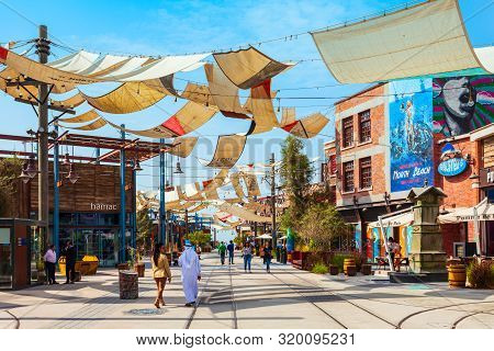 Dubai, Uae - February 27, 2019: La Mer Or Jumeira Beach Town Is A Public Beach In Dubai City In Uae