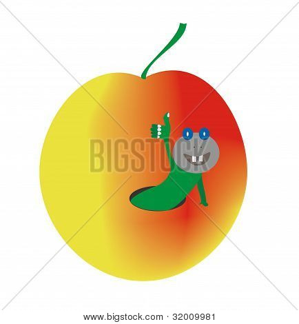 Vektor billede af en orm tjekket apple