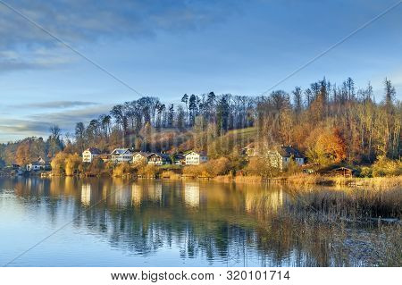 Houses By The Kloster See Lake In Seeon-seebruck, Germany
