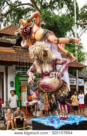 Ubud, Bali - March 04, 2011: Ogoh-ogoh Statues At The Ngrupuk Parade In Bali Island In Indonesia