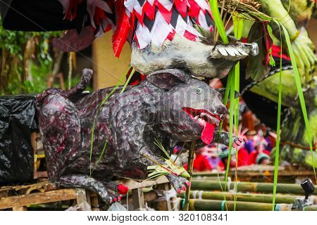 Ubud, Bali - March 04, 2011: Ogoh-ogoh Statues At The Ngrupuk Parade In Bali Island In Indonesia