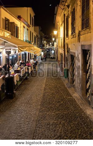 Funchal, Madeira, Portugal - April 18, 2018: Zone Velha - The Oldest District Famous For Its Best Re