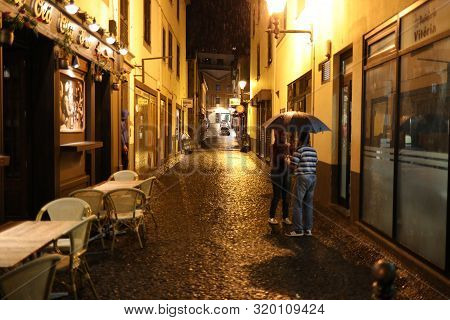 Funchal, Madeira, Portugal - April 18, 2018: Zone Velha - The Oldest District Famous For Its Best Re