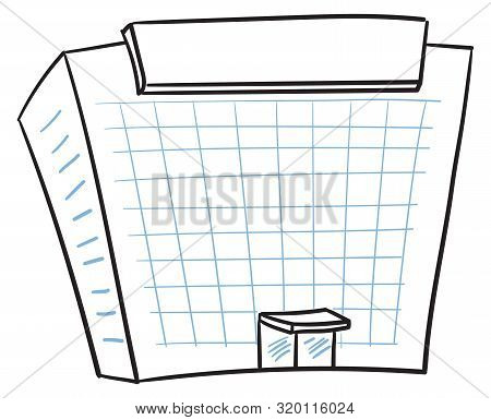 Modern Building In A Doodle Style. Vector Illustration