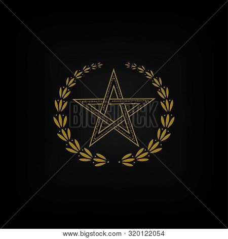 Gold Star, Laurel Wreath On A Black Background.vector