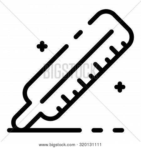 Analog Thermometer Icon. Outline Analog Thermometer Vector Icon For Web Design Isolated On White Bac