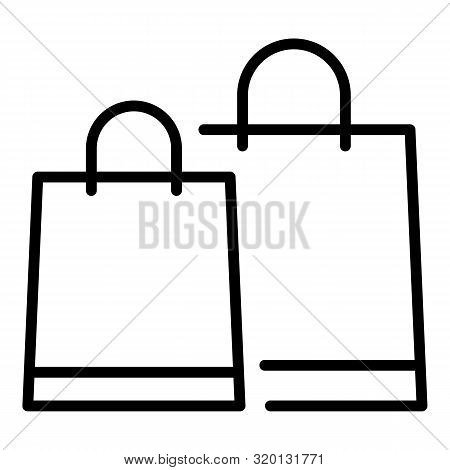 Two Paper Bags Icon. Outline Two Paper Bags Vector Icon For Web Design Isolated On White Background