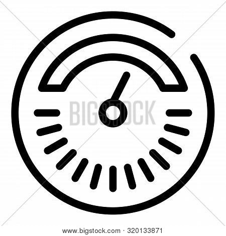 Round Thermometer Icon. Outline Round Thermometer Vector Icon For Web Design Isolated On White Backg