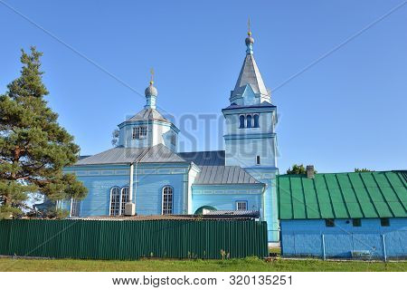 The Wooden Orthodox Ascension Church, Together With The Bell Tower, Was Built In 1938, Stolin, Belar