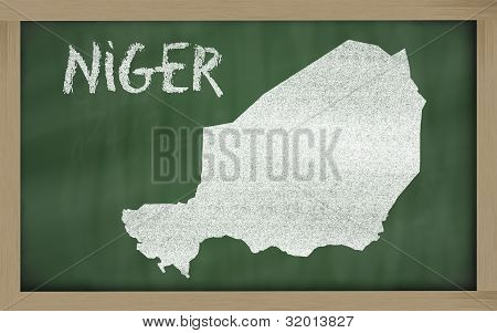 Kontur kort over Niger på tavlen