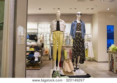 VERONA, ITALY - CIRCA MAY, 2019: interior shot of Stradivarius store in Verona. Stradivarius is an international women and men clothing fashion brand from Spain owned by the Inditex group. 