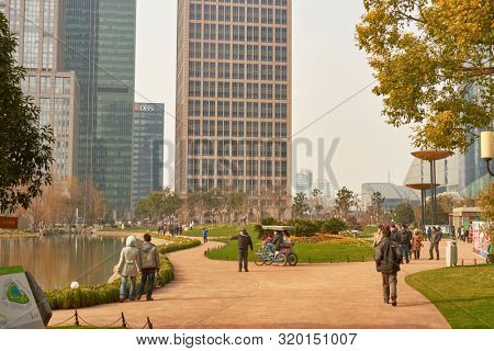 SHANGHAI, CHINA - CIRCA FEBRUARY, 2013: urban landscape of Shanghai in the daytime..