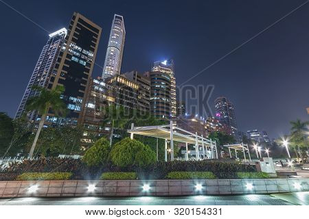 Midtown Of Hong Kong Ciity At Night