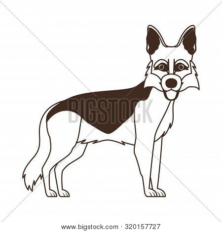 Silhouette Of Cute Pastor Aleman Dog On White Background Vector Illustration Design