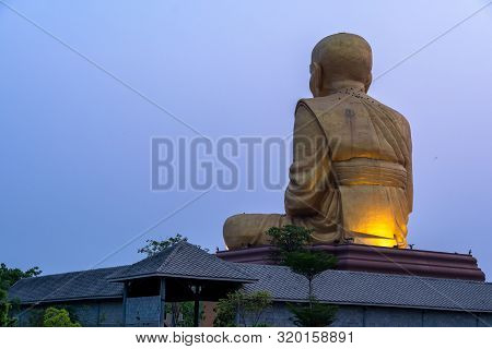 Sunrise At The Big Buddhist Monks Luang Phor Tuad Statue At Buddha Uttayarn Maharach Project Ayuttha