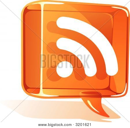 Ícone de RSS balão 3D