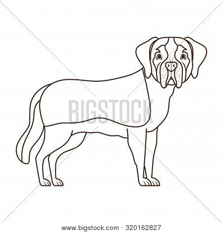 Silhouette Of Cute San Bernardo Dog On White Background Vector Illustration Design