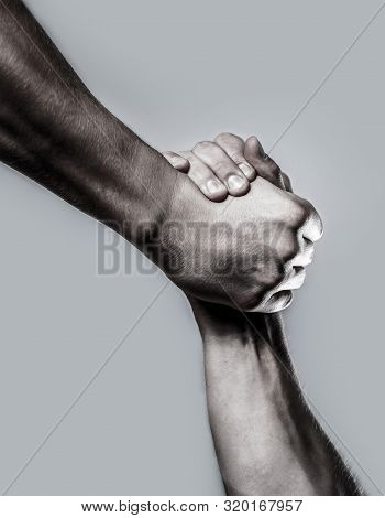 Rescue, Helping Hand. Two Hands, Helping Hand Of A Friend. Black And White. Man Help Hands, Guardian