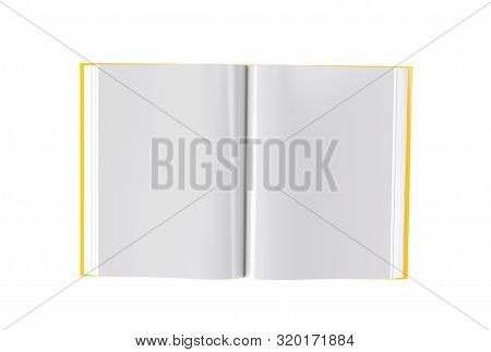 3d Rendering Open Book Image, Isolated White Background