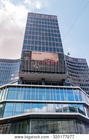 Brussels, Belgium - June 6, 2019: View Of Modern Building From Place De Brouckere Pietonnier.