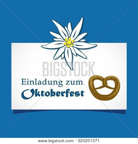 Oktoberfest Celebration Edelweiss Flower And Prezel Vector Illustration Eps10