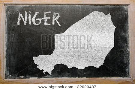Kontur kort over Niger på tavlen