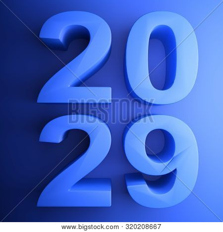 2029 Blue Square Icon - 3d Rendering Illustration