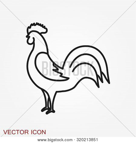 Cock Icon. Rooster Flat Cock Icon Design Style Vector Illustrations