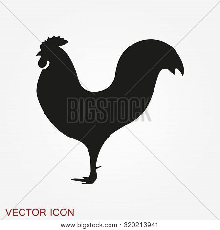 Cock Icon. Rooster Flat Cock Icon Design Style Vector Illustrations