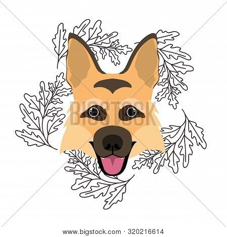 Head Of Cute Pastor Aleman Dog On White Background Vector Illustration Design
