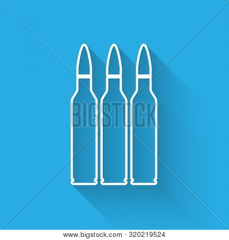 White Line Bullet Icon Isolated With Long Shadow. Vector Illustration