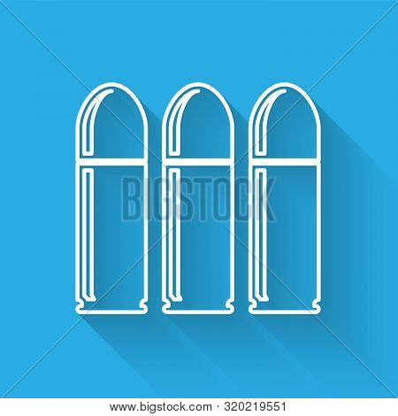White Line Bullet Icon Isolated With Long Shadow. Vector Illustration