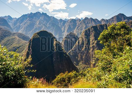 Vew Of The Urubamba River And Putucusi Mountain From Machu Picchu.