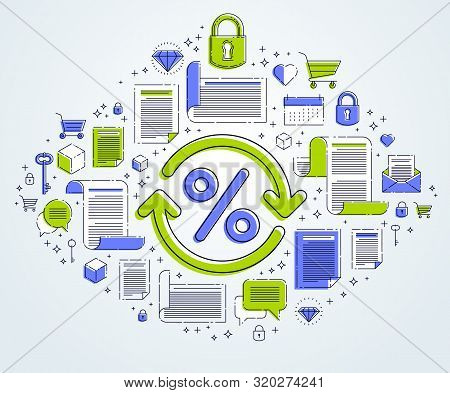 Percent Symbol And Loop Arrow, Taxes, Return On Investment, Refund, Stock Market, Refinance, Bookkee