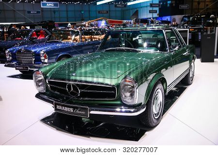Geneva, Switzerland - March 11, 2019: Retro Car Mercedes-benz W113 280sl Presented At The Annual Gen