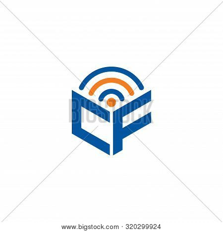 Abstract Polygonal Cf Logo, Cf Letter Logo, Polygonal Cf With Wifi Logo Sing And Symbol