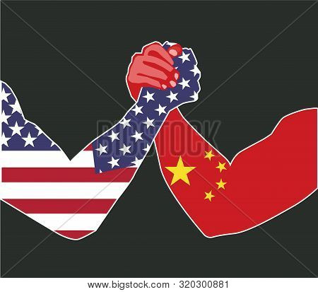 Sept, 2019 - China And Usa Economic Trade War Concept. China Dispute With The United States About Th