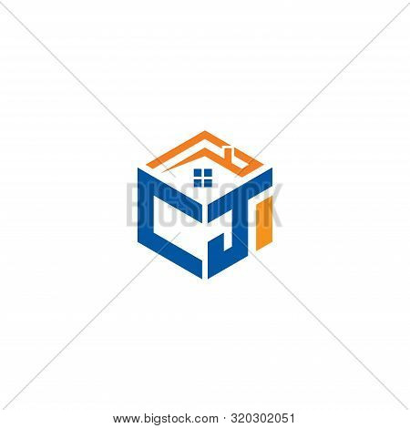 Abstract Polygonal Cj Logo, Cj Letter Logo, Polygonal Cj With Home Logo Sing And Symbol