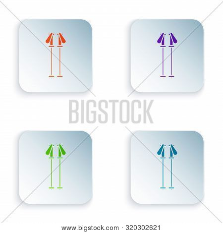 Color Ski Poles Icon Isolated On White Background. Extreme Sport. Skiing Equipment. Winter Sports Ic