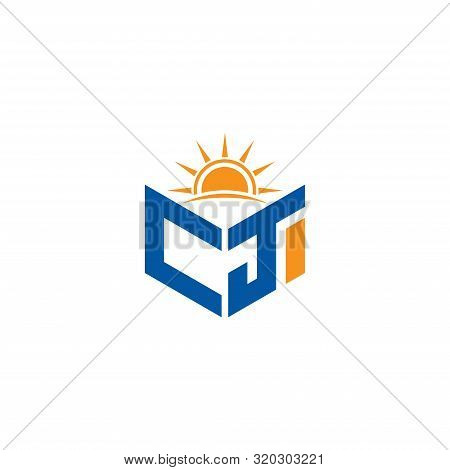 Abstract Polygonal Cj Logo, Cj Letter Logo, Polygonal Cj With Sun Logo Sing And Symbol