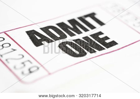 A Macro Or Close-up Shot Of A Strip Of Generic White Sequentially Numbered Admittance Ticket.