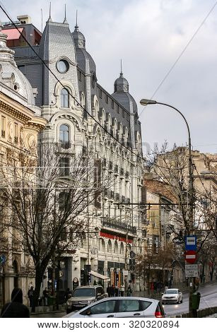 Bucharest, Romania - November 15, 2018: The Beautiful Building Of The Cismigiu Hotel, Built In 1912,