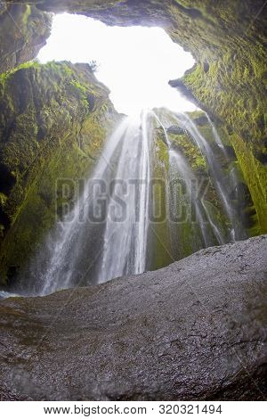 Gljufrabui Waterfall In Iceland, In The Valley Of The Rocks